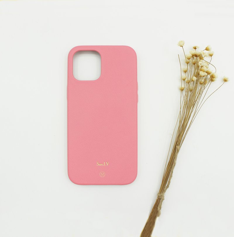 定制化礼物手造真皮革樱花粉红防摔马卡龙蔷薇玫瑰iPhone手机壳 - 手机壳/手机套 - 真皮 粉红色