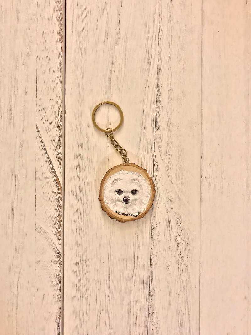 手绘原木钥匙圈 4-5厘米 - 钥匙链/钥匙包 - 木头 