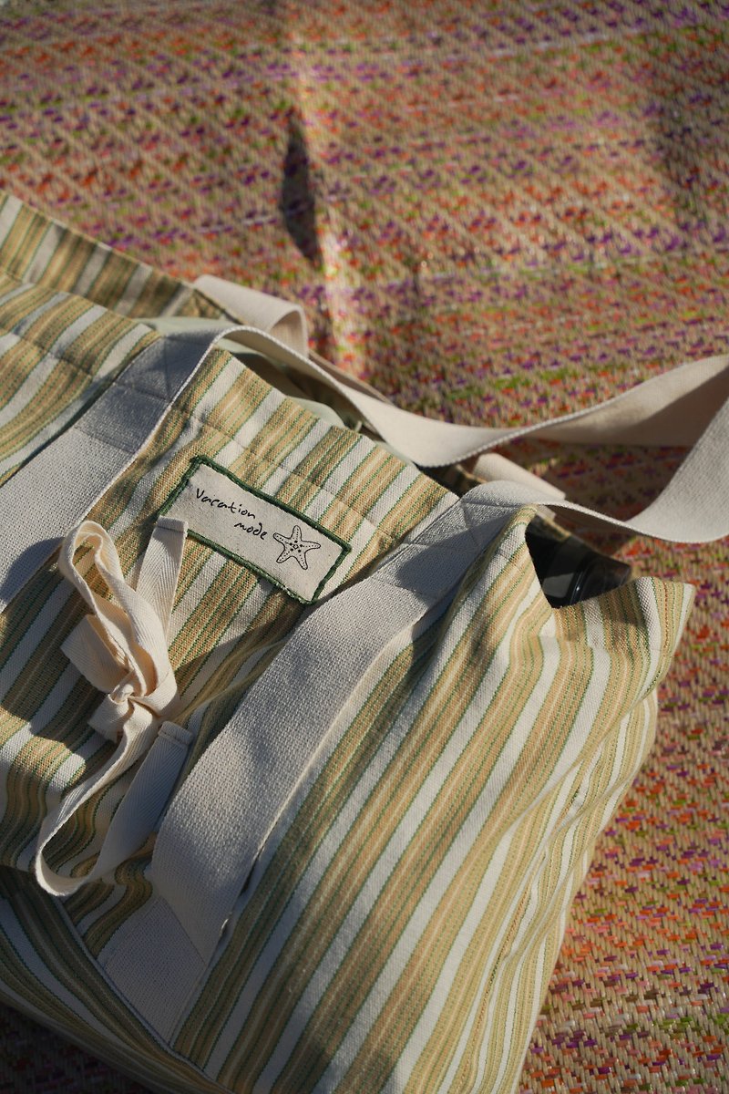 限量质感沙滩包搭配编织地垫  瑜伽包 托特包  设计师订制款 - 手提包/手提袋 - 棉．麻 