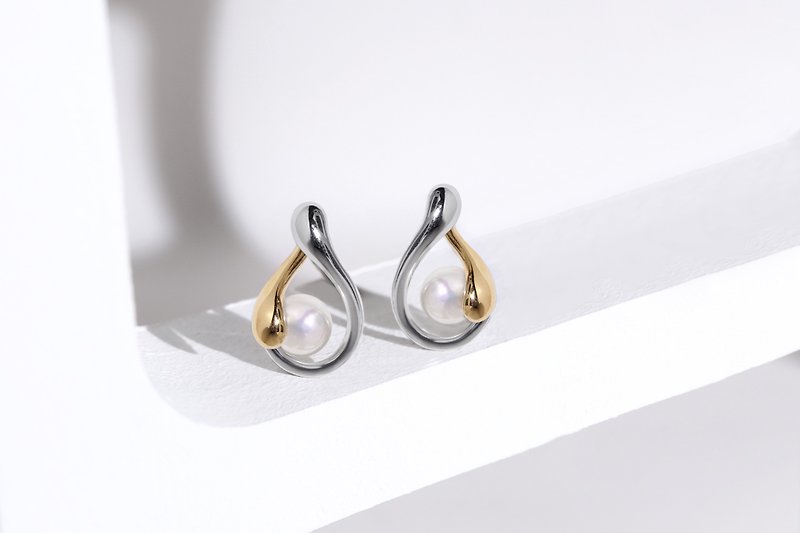 【设计师CONTAIN系列】共融。水滴耳环 - 耳环/耳夹 - 不锈钢 银色