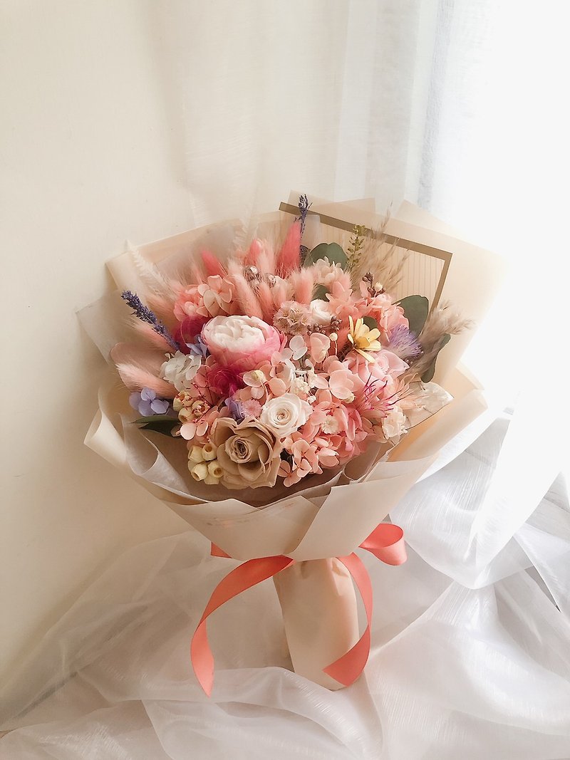 永生花 永生玫瑰 干燥花 花束 开幕 毕业礼物 求婚花束 情人礼物 - 干燥花/捧花 - 植物．花 粉红色