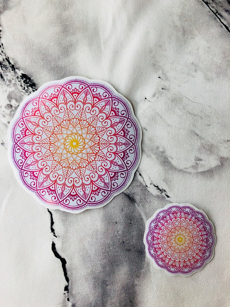 (一套2张) 手绘 Mandala Henna 防水 行李箱 贴纸  曼陀罗 汉娜 - 贴纸 - 防水材质 多色