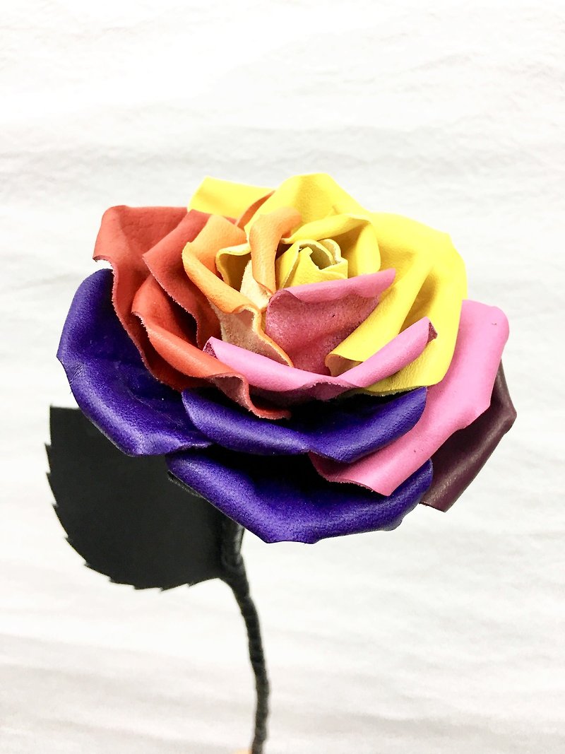 【Rainbow】彩虹皮革蔷薇玫瑰【花】 - 植栽/盆栽 - 真皮 多色