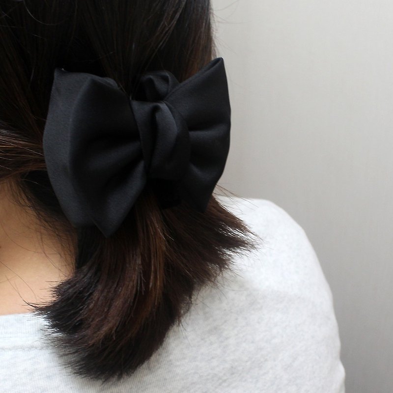 Black Small ribbon Hair Jaws simple hair banana clip,medium ponytail clip - 发饰 - 其他材质 黑色