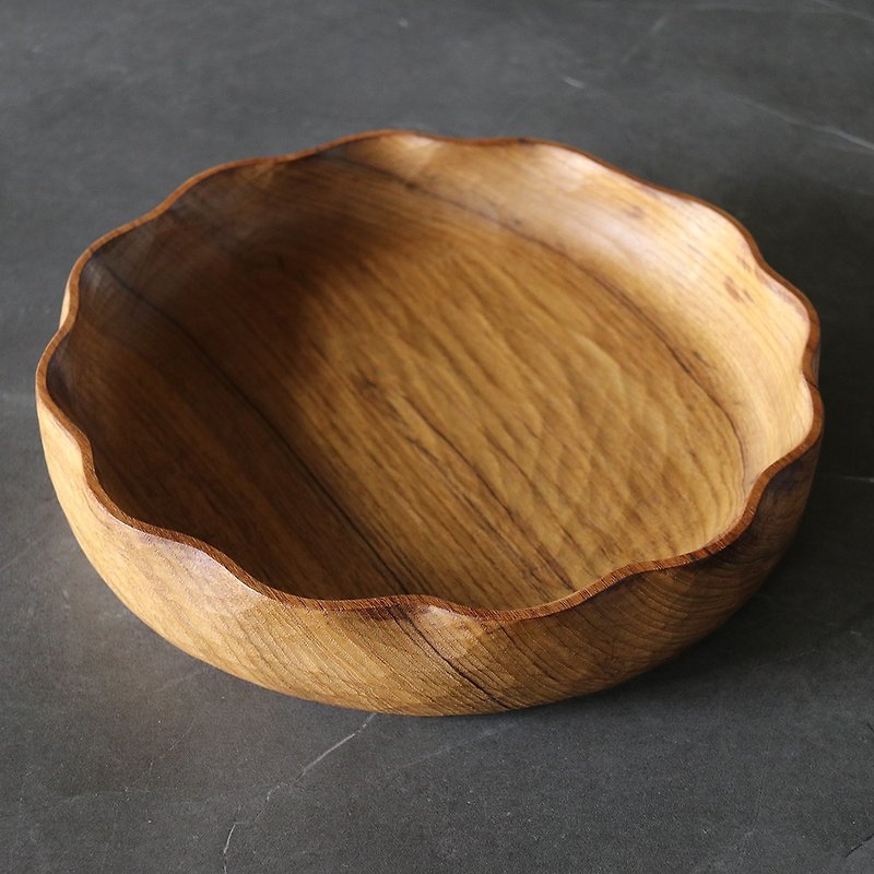手工雕刻柚木茶盘 曲线设计圆形茶盘 - 托盘/砧板 - 木头 