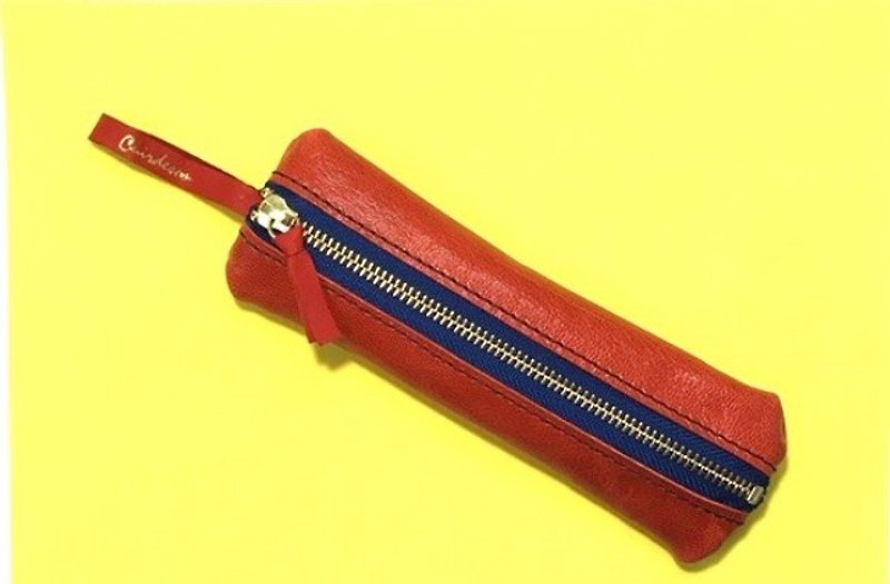 CU201RD ペンケース　スリム　レザー　革　本革　スマート　ソフト　シンプル　ユニセックス　全5色 - 铅笔盒/笔袋 - 真皮 红色