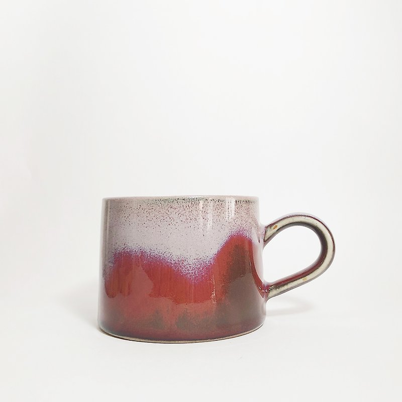 窑变釉手作陶瓷马克杯－珊瑚红 - 咖啡杯/马克杯 - 瓷 红色