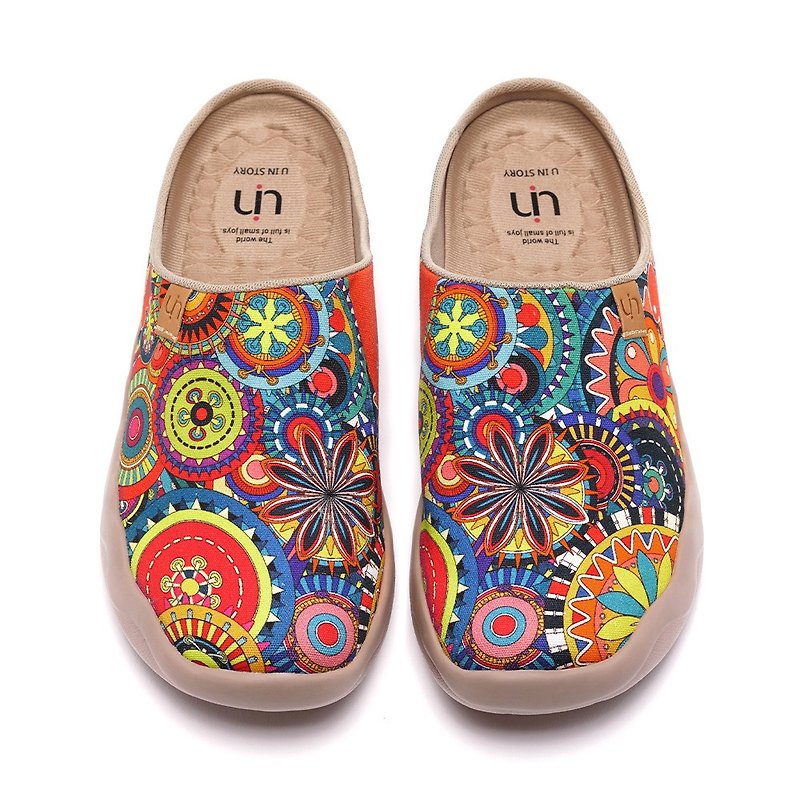 【 Uin 】西班牙原创设计 | 花花世界 彩绘休闲半拖 女鞋 - 女款休闲鞋 - 其他材质 白色