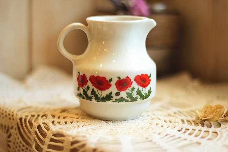 【好日恋物】德国vintage BAREUTHER 花朵瓷器牛奶小壶 - 茶具/茶杯 - 瓷 白色