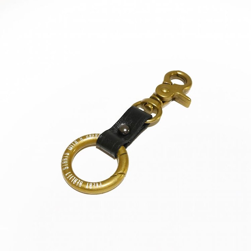 钥匙圈-牛皮卯丁双扣 - 钥匙链/钥匙包 - 真皮 黑色