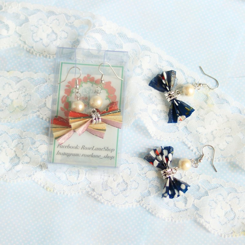 蝴蝶日本绵绵珠耳环(可换耳夹) - 耳环/耳夹 - 纸 蓝色