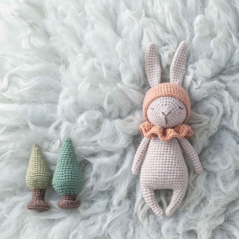 典雅小兔 (约16厘米)-专为新生儿宝宝打造的手工玩偶 - 玩具/玩偶 - 羊毛 