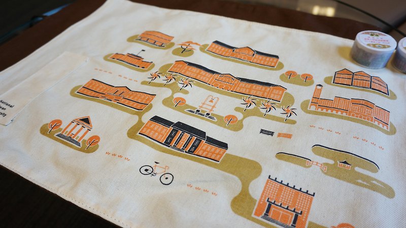 台湾大学校园地图绢印餐垫 - 餐垫/桌巾 - 其他材质 