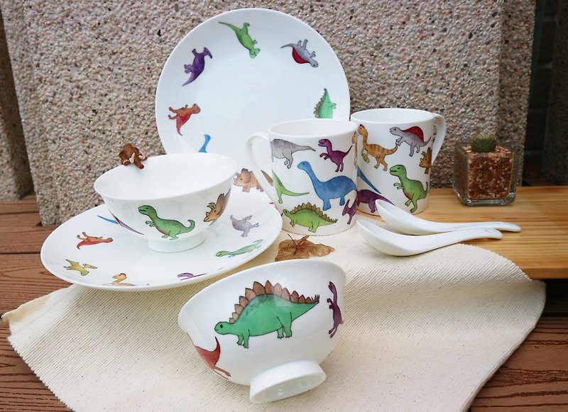 【周年庆 - Goody Bag】 迷你侏罗纪餐具组   恐龙/亲子碗 - 其他 - 瓷 多色