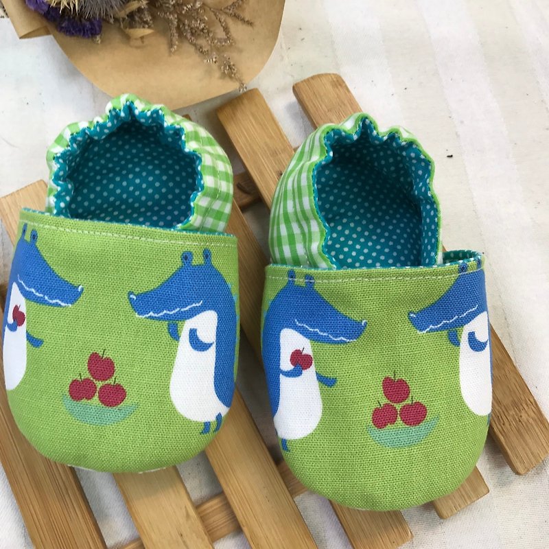 鳄鱼爱吃苹果-学步鞋婴儿鞋 - 童装鞋 - 棉．麻 绿色