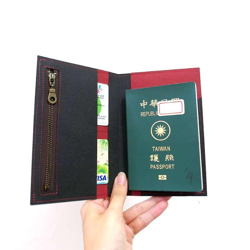 红黑 水洗牛皮纸 护照套 - 护照夹/护照套 - 纸 红色