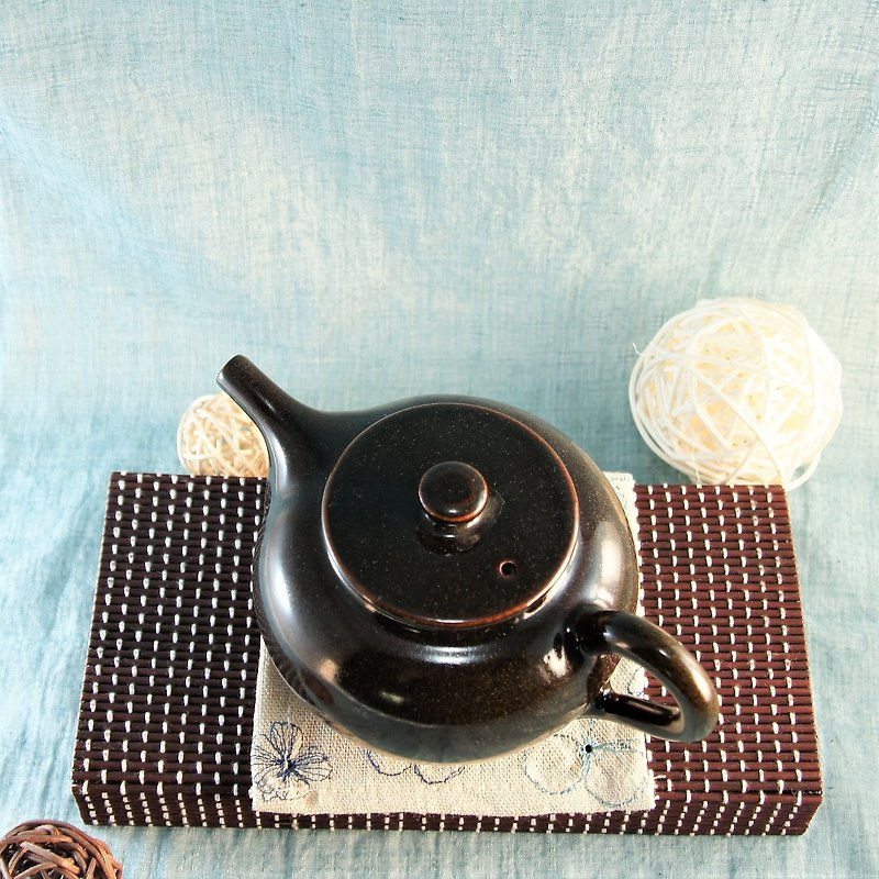 乌金茶壶-容量约300ml - 茶具/茶杯 - 陶 黑色