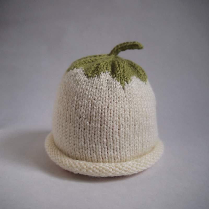 0-3岁幼童手织萝卜帽 - 帽子 - 压克力 白色