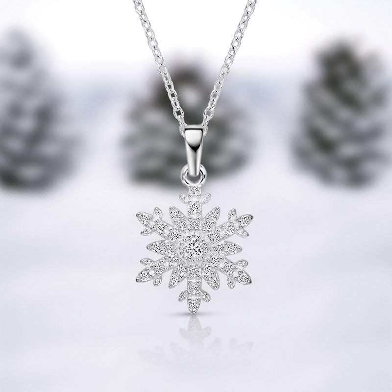 Pure 925 Sterling Silver Glittering Snowflake Pendant Necklace for Women - 项链 - 纯银 