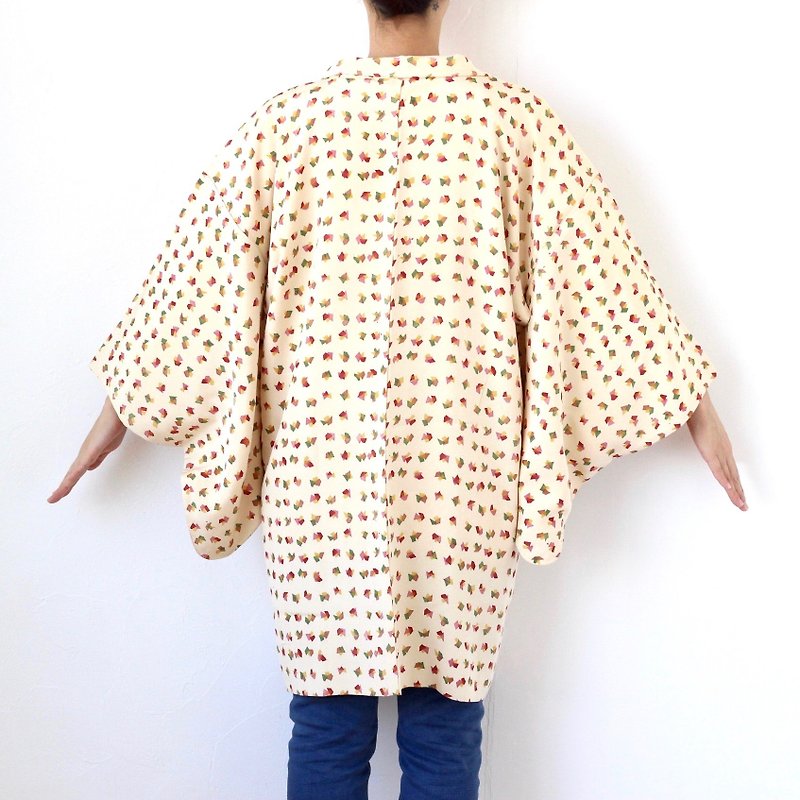 Japanese silk kimono, traditional kimono, authentic kimono, haori jacket /3923 - 女装休闲/机能外套 - 丝．绢 黄色