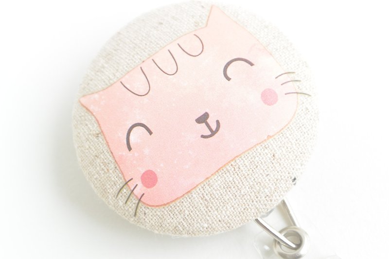 手感布包扣伸缩票夹 - 微笑猫 - 证件套/卡套 - 棉．麻 粉红色