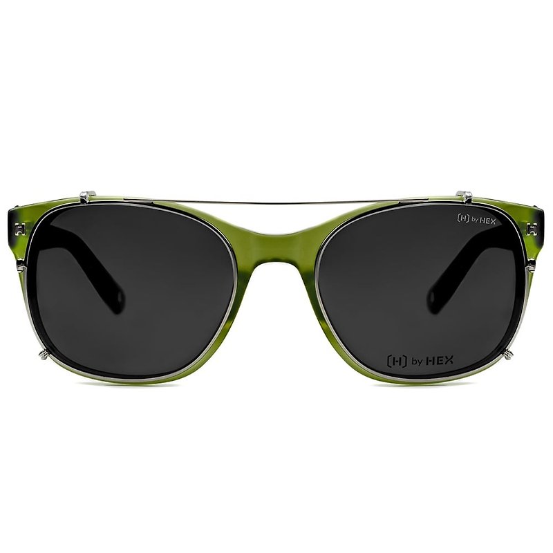 光学眼镜配前挂墨镜 | 太阳眼镜 | 透明墨绿色 | 台湾制造 | 胶框 - 眼镜/眼镜框 - 其他材质 绿色