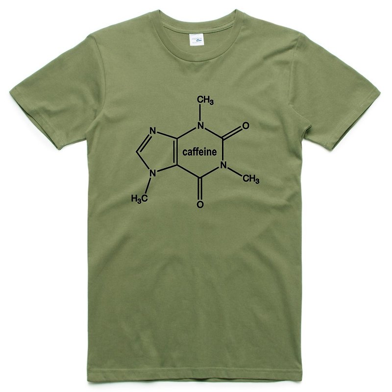 Caffeine Molecule【现货】短袖T恤 军绿色 咖啡因分子 文青 艺术 设计 时髦 文字 时尚 - 男装上衣/T 恤 - 棉．麻 绿色