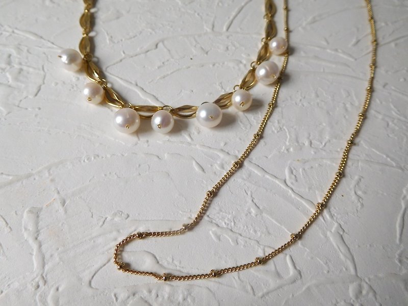 特制合金复古珍珠双层链(仅此一条) - 项链 - 其他材质 卡其色