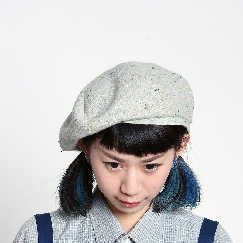 JOJA│贝雷 / 混色毛料 / 粉蓝绿 / 单色无拼接 - 帽子 - 羊毛 蓝色