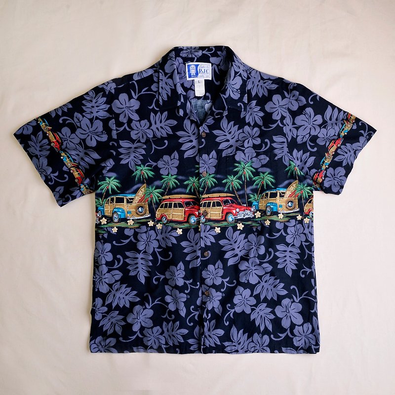 Vintage Hawaiian Shirts 夏威夷衫 - 男装衬衫 - 棉．麻 黑色
