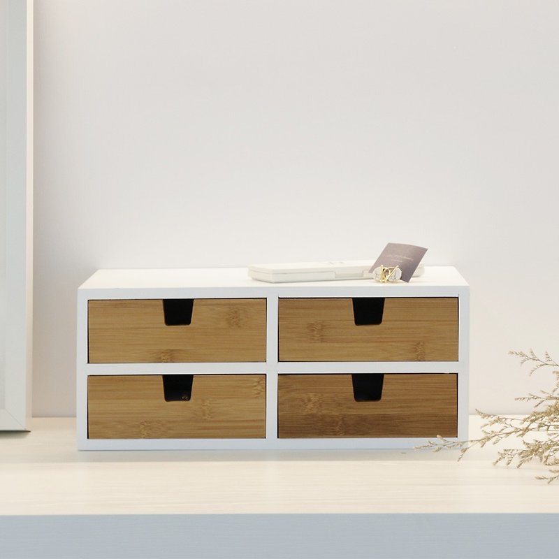 双层四格竹木抽屉盒(2+2)/家居收纳 - 收纳用品 - 木头 白色