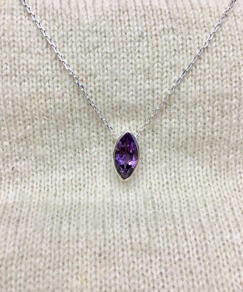 紫水晶 锁骨坠 尼泊尔 手工制 925纯银 - 项链 - 宝石 紫色