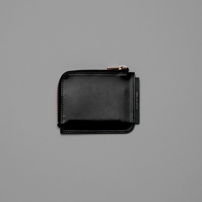 AMAD 意大利植鞣革 L型短夹 黑色 - 皮夹/钱包 - 真皮 黑色