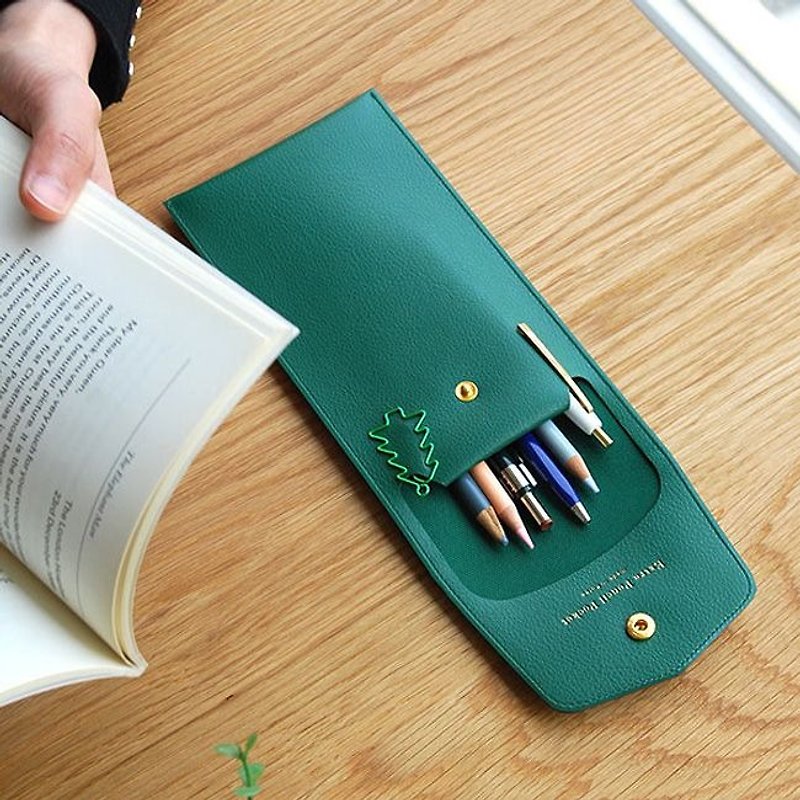 PLEPIC 珍爱仿皮金扣笔袋-森林绿,PPC93549 - 铅笔盒/笔袋 - 真皮 绿色