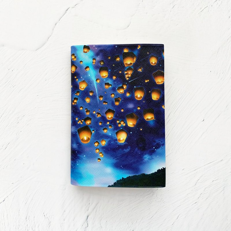 ブックカバー ランタンと星空 / 本 BOOK 文庫本 宇宙 幻想的 銀河 星 夜空 - 书衣/书套 - 人造皮革 蓝色
