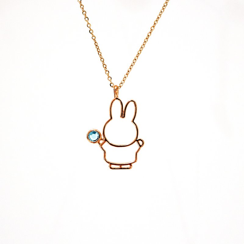 【Pinkoi x miffy】Miffy 海蓝宝石奥地利水晶项链 | 三月诞生石 - 项链 - 水晶 蓝色