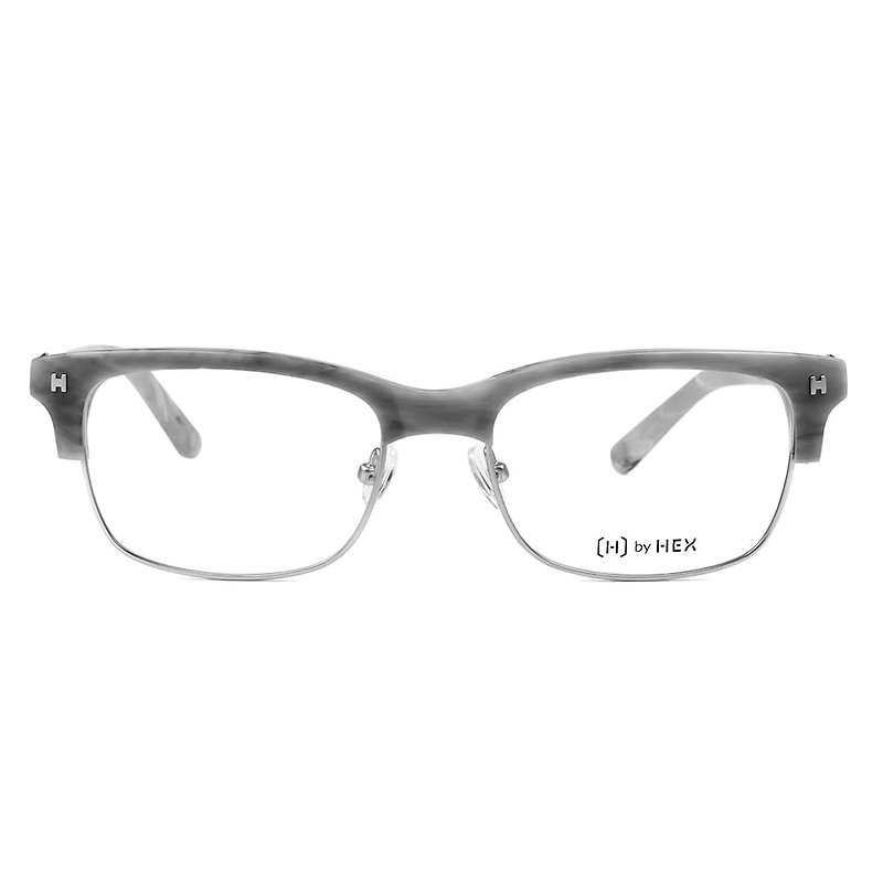 光学眼镜 | 灰色烟纹方形眉框 | 台湾制 | 金属胶框眼镜 - 眼镜/眼镜框 - 其他材质 灰色