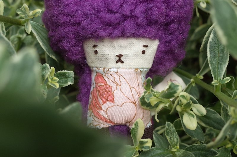 朵儿小兔-003大粉花花 - 钥匙链/钥匙包 - 棉．麻 紫色