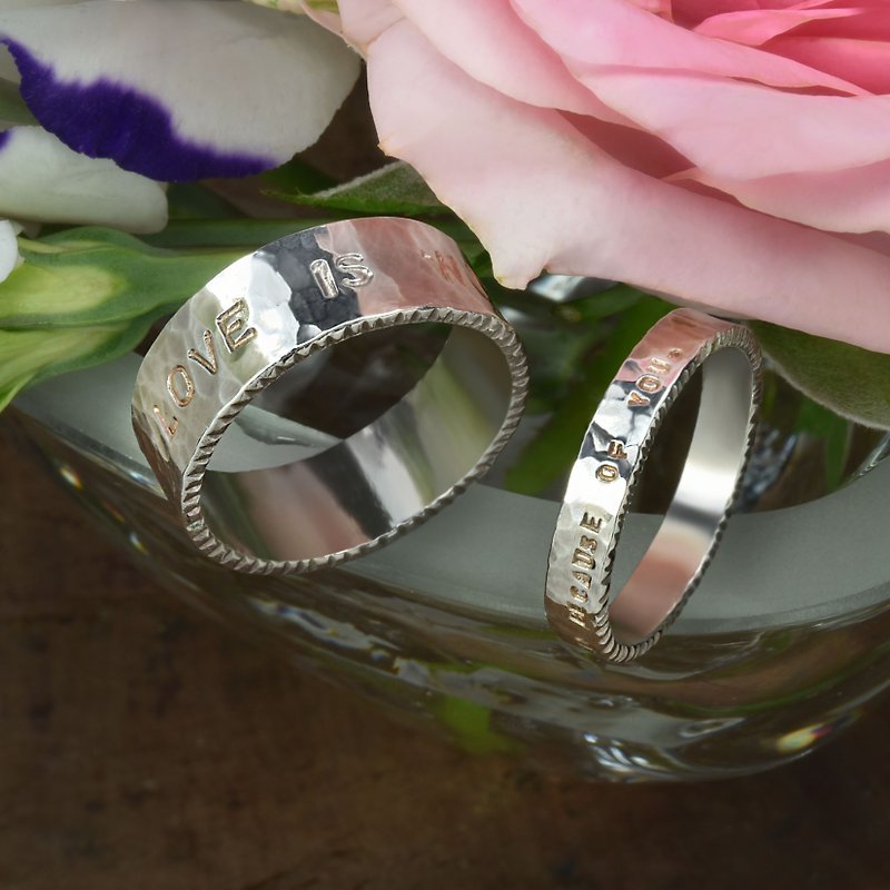 轻珠宝订制  情话戒指- (左)男款 订制银戒 - 戒指 - 其他金属 银色