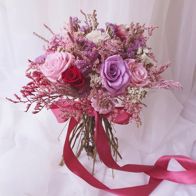 新娘捧花 - 永生干燥大型花束 - 婚礼必备品 / 婚礼小物 - 植栽/盆栽 - 植物．花 粉红色