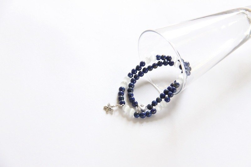 时尚能量珠宝系列青金石猫眼石双环手链 - 手链/手环 - 宝石 蓝色