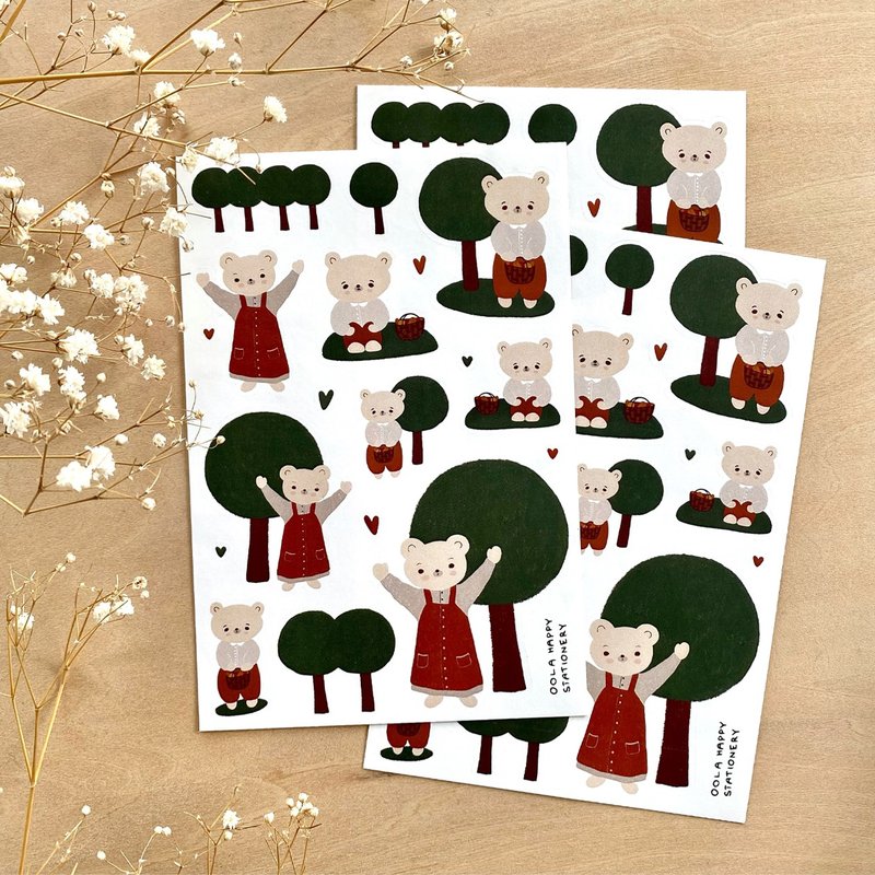 Little bears sticker sheet (green) - 贴纸 - 纸 绿色