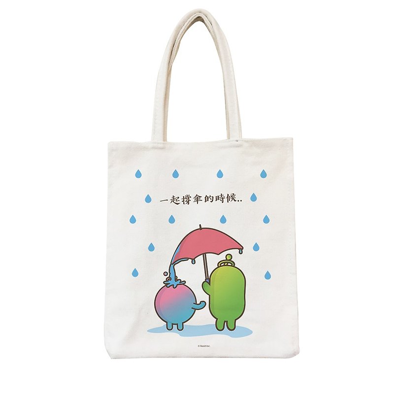新创系列-野餐包：【一起撑伞】-没个性星人Roo,CA2BB04 - 手提包/手提袋 - 棉．麻 绿色