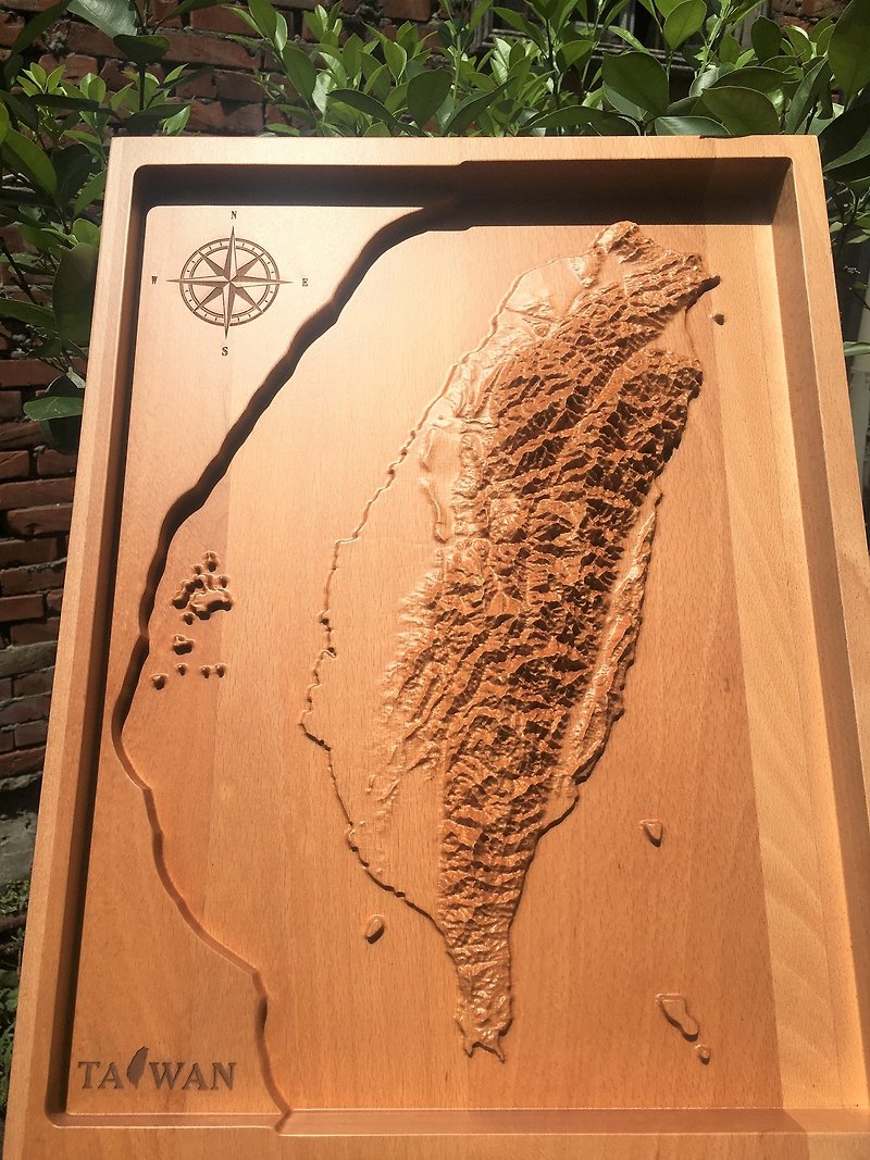 原木3D立体台湾地图-山脉版 - 摆饰 - 木头 咖啡色