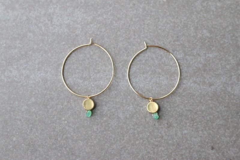 岁末7折  绿玉髓 黄铜 耳环 1166-芭蕾舞 - 耳环/耳夹 - 宝石 绿色