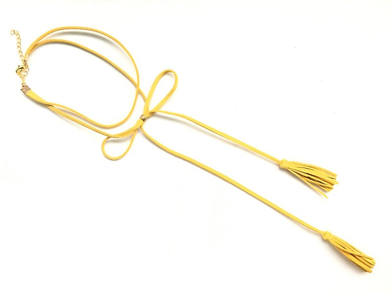 莱姆黄绕绳颈链 - 项链 - 人造皮革 黄色