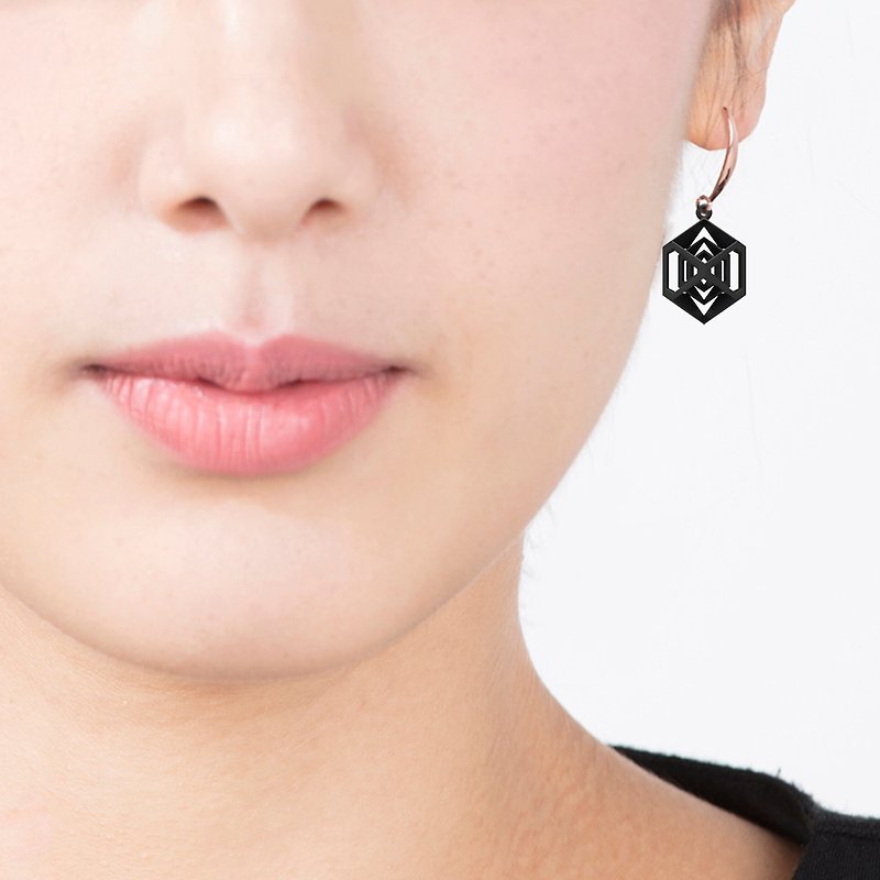 3D 打印菱形耳环 (黑色) | 缩放系列 - 耳环/耳夹 - 塑料 黑色
