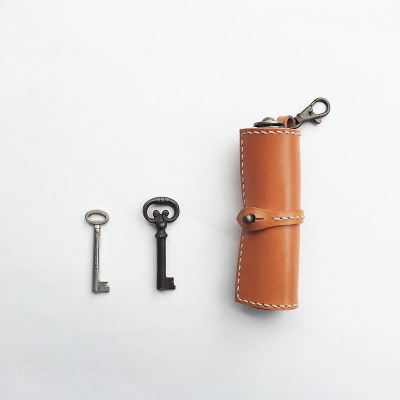 栃木レザーの巻物キーケース 　キャメル - 钥匙链/钥匙包 - 真皮 卡其色