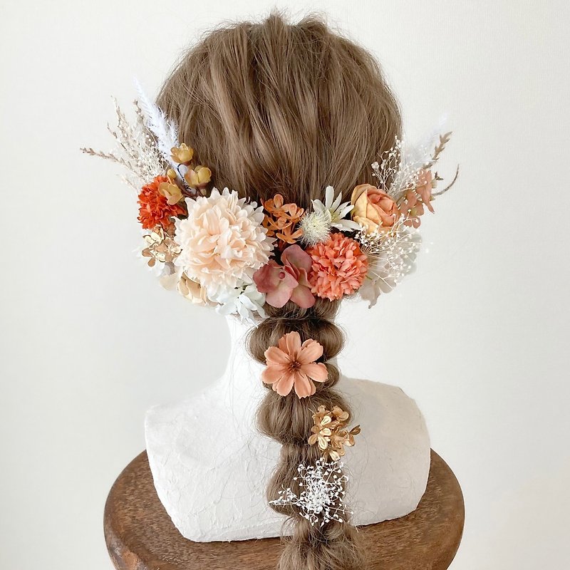 枯れない花の髪飾り - 发饰 - 其他材质 橘色