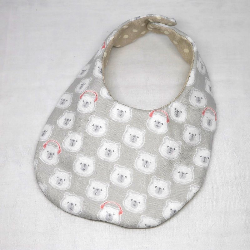 Japanese Handmade 8-layer-gauze Baby Bib - 围嘴/口水巾 - 棉．麻 灰色